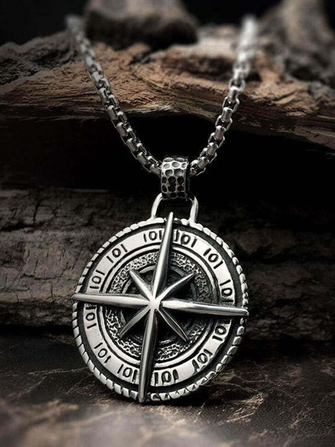 The Roadster Lifestyle Co. Men Rhodium-Plated Circular Shaped Pendant-picture-35