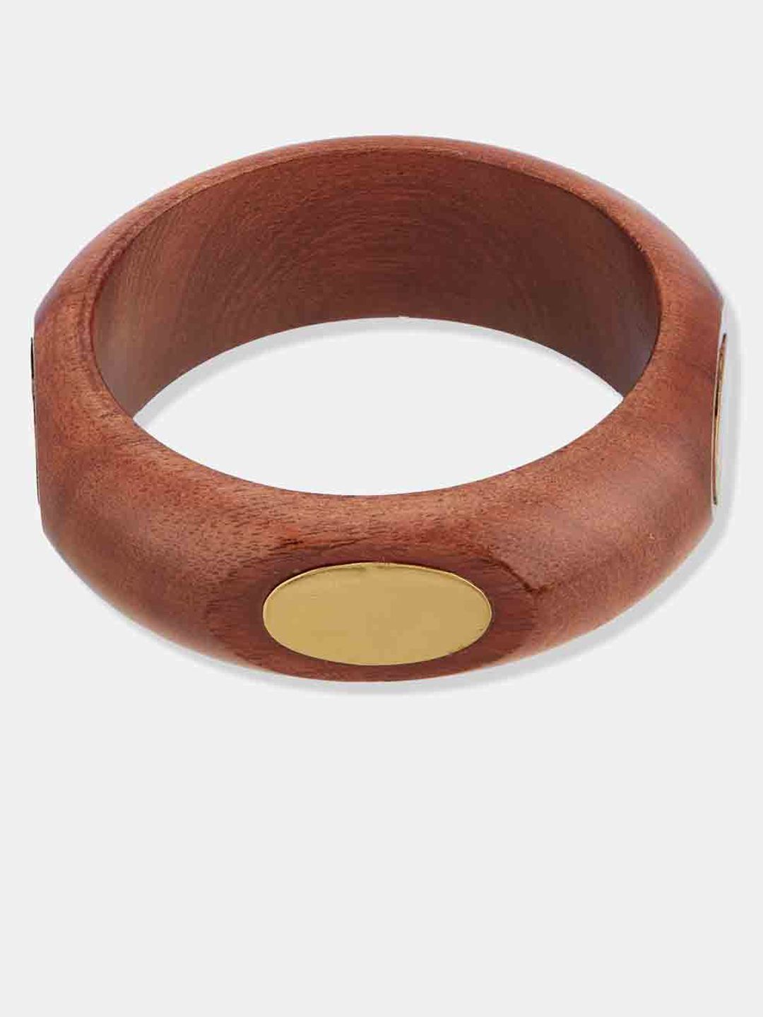 ATIBELLE Set Of 4 Gold-Plated Beaded Twisted Shaped Wooden Bangles