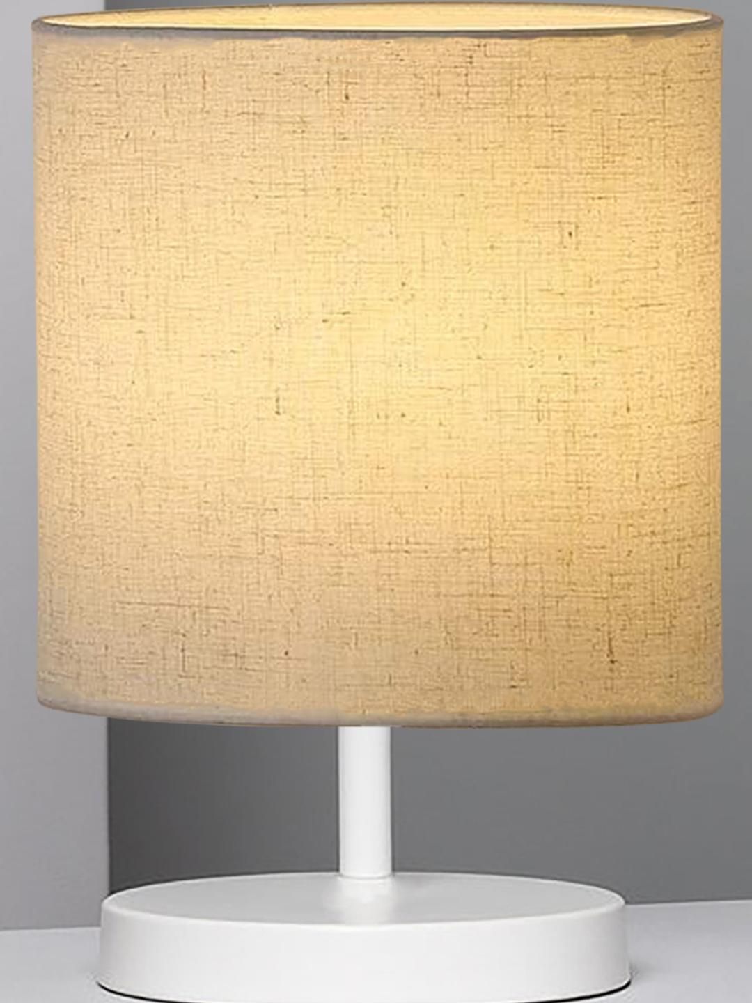 Bedside Table Lamp, LED Modern Nightstand Desk Lamp with Fabric Shade, Reading Nightstand Light Bedside Lamp for Bedroom, Living Room, Childrens Room, Office, White, Beige-image-45