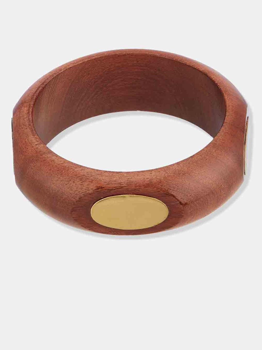 ATIBELLE Set Of 2 Gold-Plated Wooden Bangles