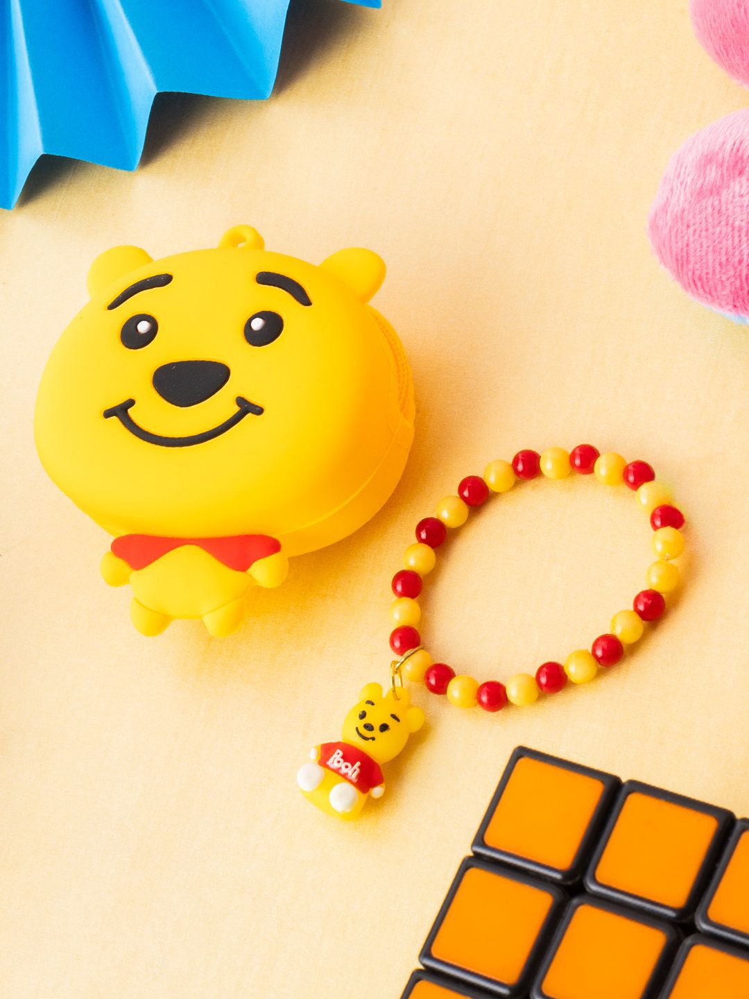 PANASH Boys Artificial Beaded Pooh Bear Elasticated Rakhi With Roli Chawal & Case-picture-22