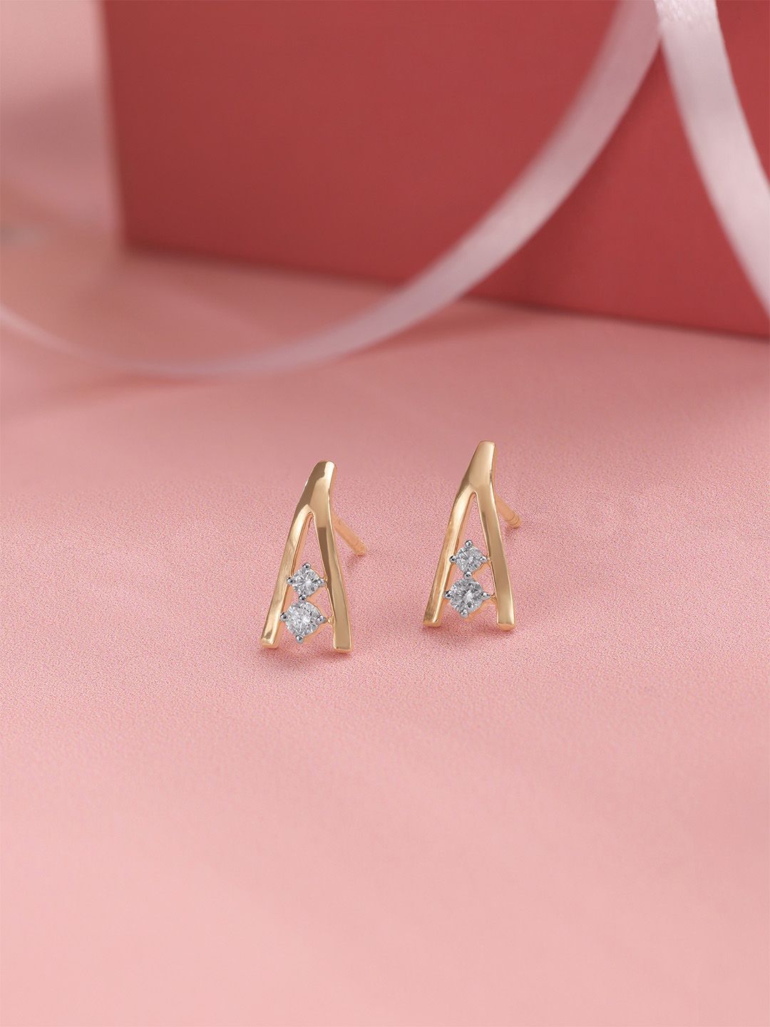 Mia by Tanishq 14KT Gold and Diamond Sassy Beam Earrings-picture-15