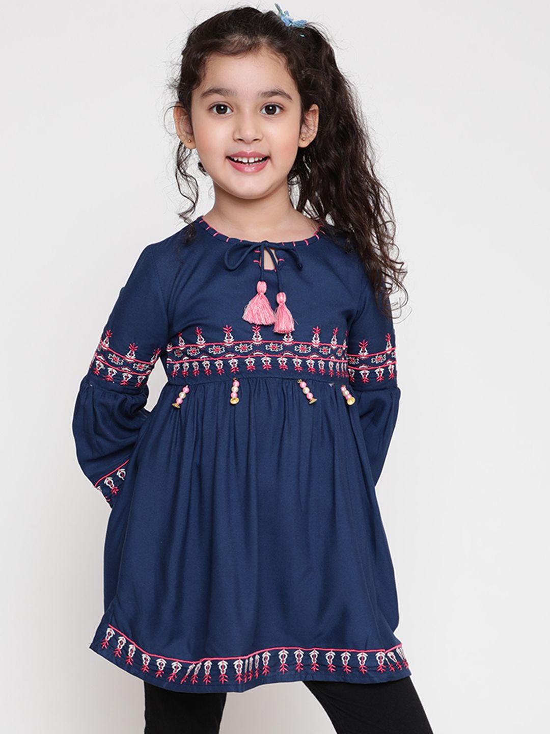 Miss & Chief Embroidered Bell Sleeve Top