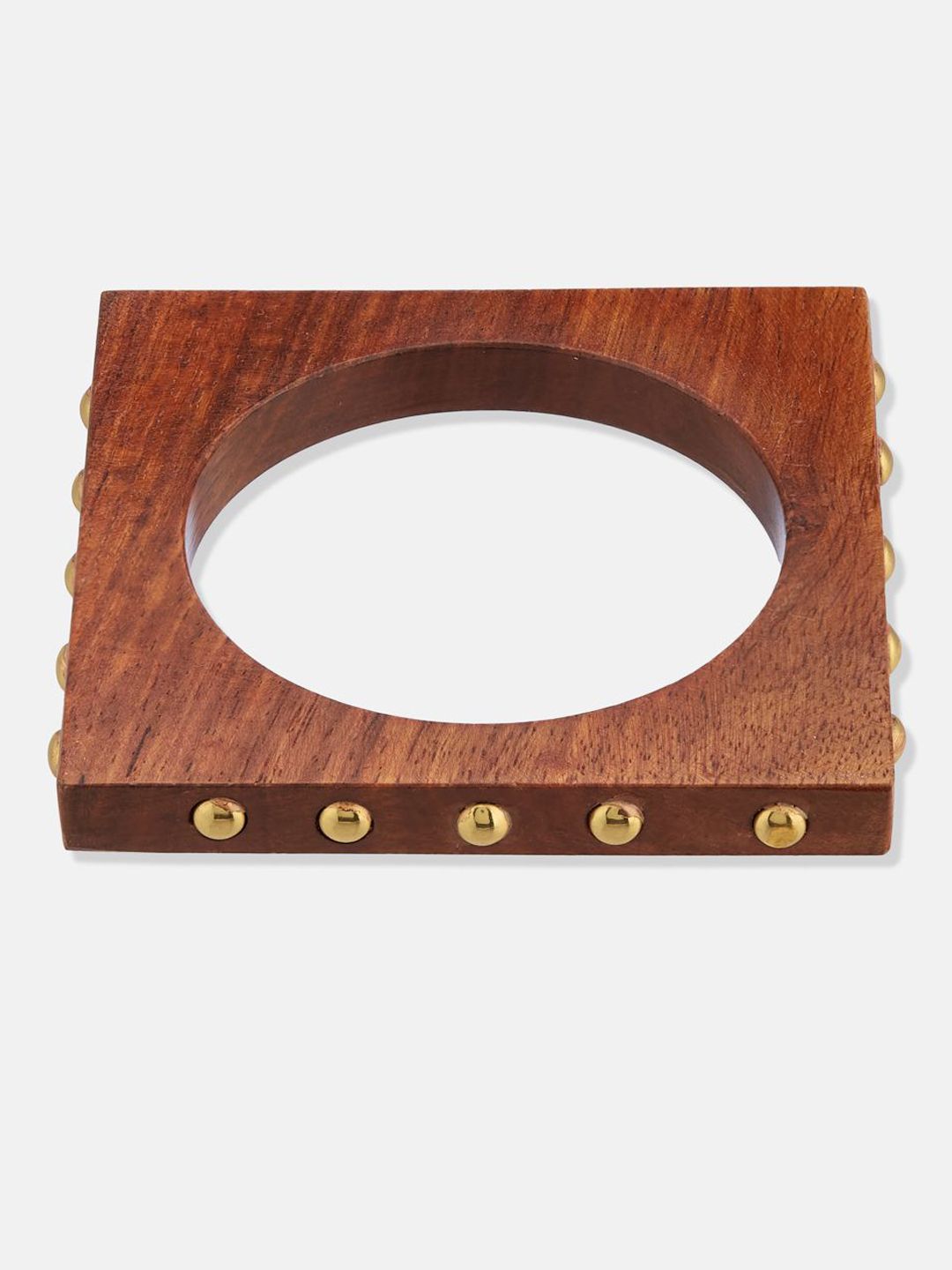 ATIBELLE Set Of 4 Gold-Plated Beaded Twisted Shaped Wooden Bangles