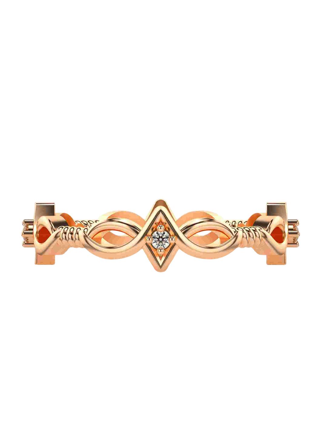 VALANOVA Women 18 Kt Rose Gold Lab Grown 0.05 CT Diamond Ring 1.65 gm-image-9