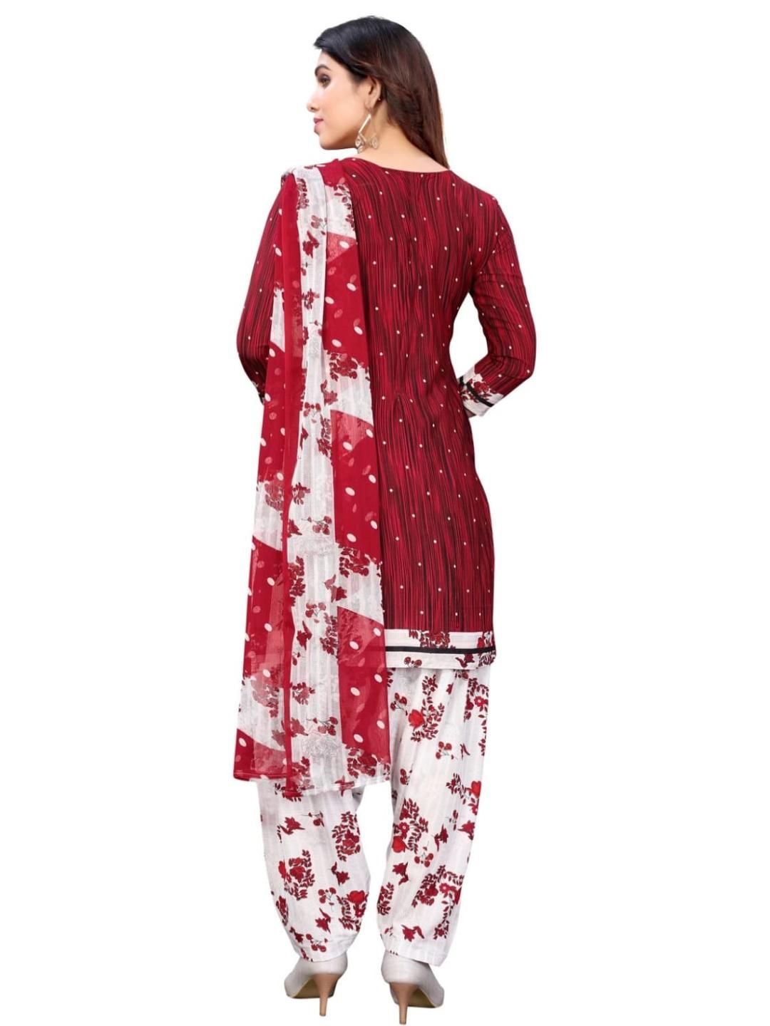 Unstitched Printed Cotton Blend Kurta & Patiyala Dress Material with Dupatta-image-33