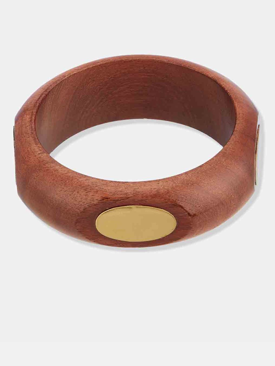 ATIBELLE Set of 2 Gold-Plated Wooden Bangles