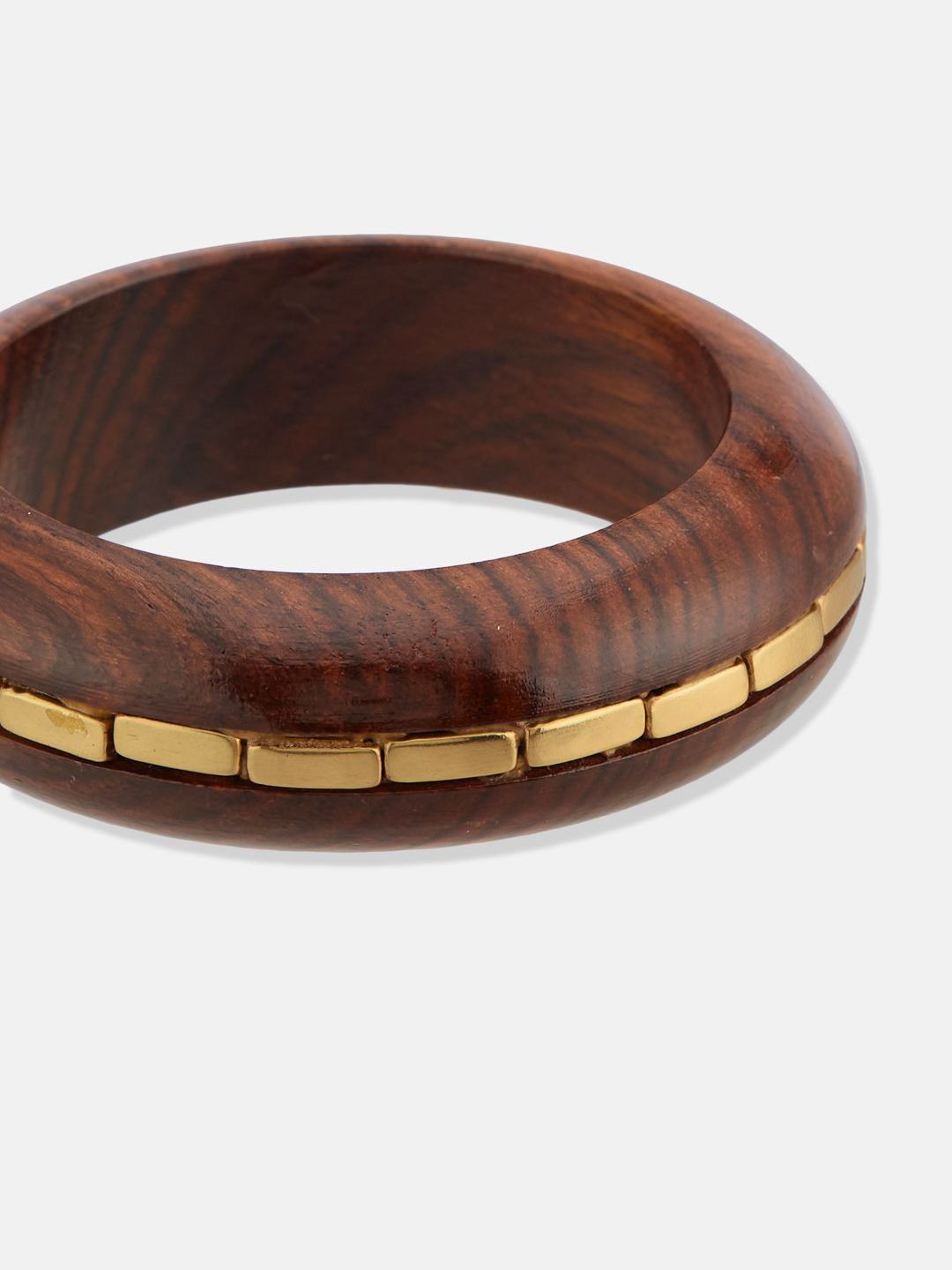 ATIBELLE Set Of 2 Gold-Plated Wooden Bangles