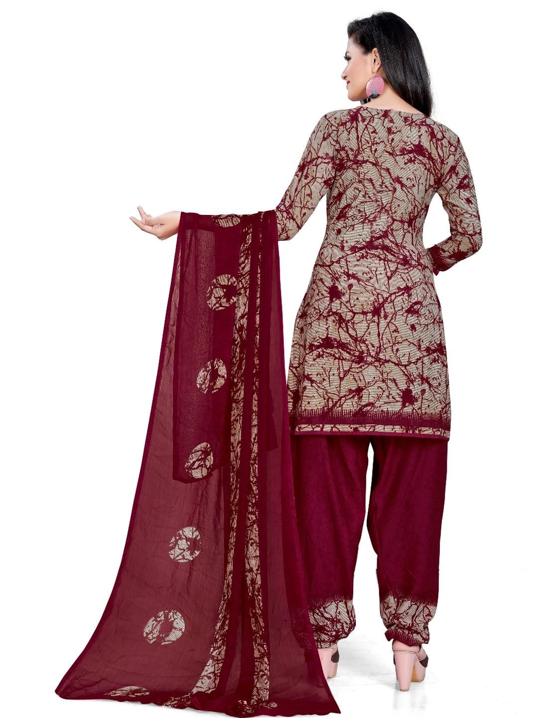 Unstitched Printed Cotton Blend Kurta & Patiyala Dress Material with Dupatta-image-34