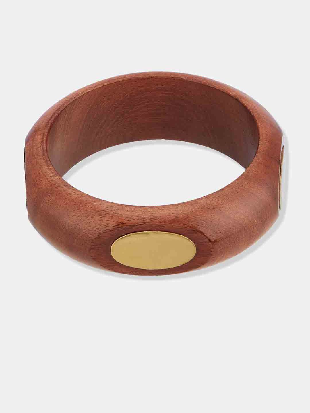 ATIBELLE Set of 3 Gold-Plated Wooden Bangles
