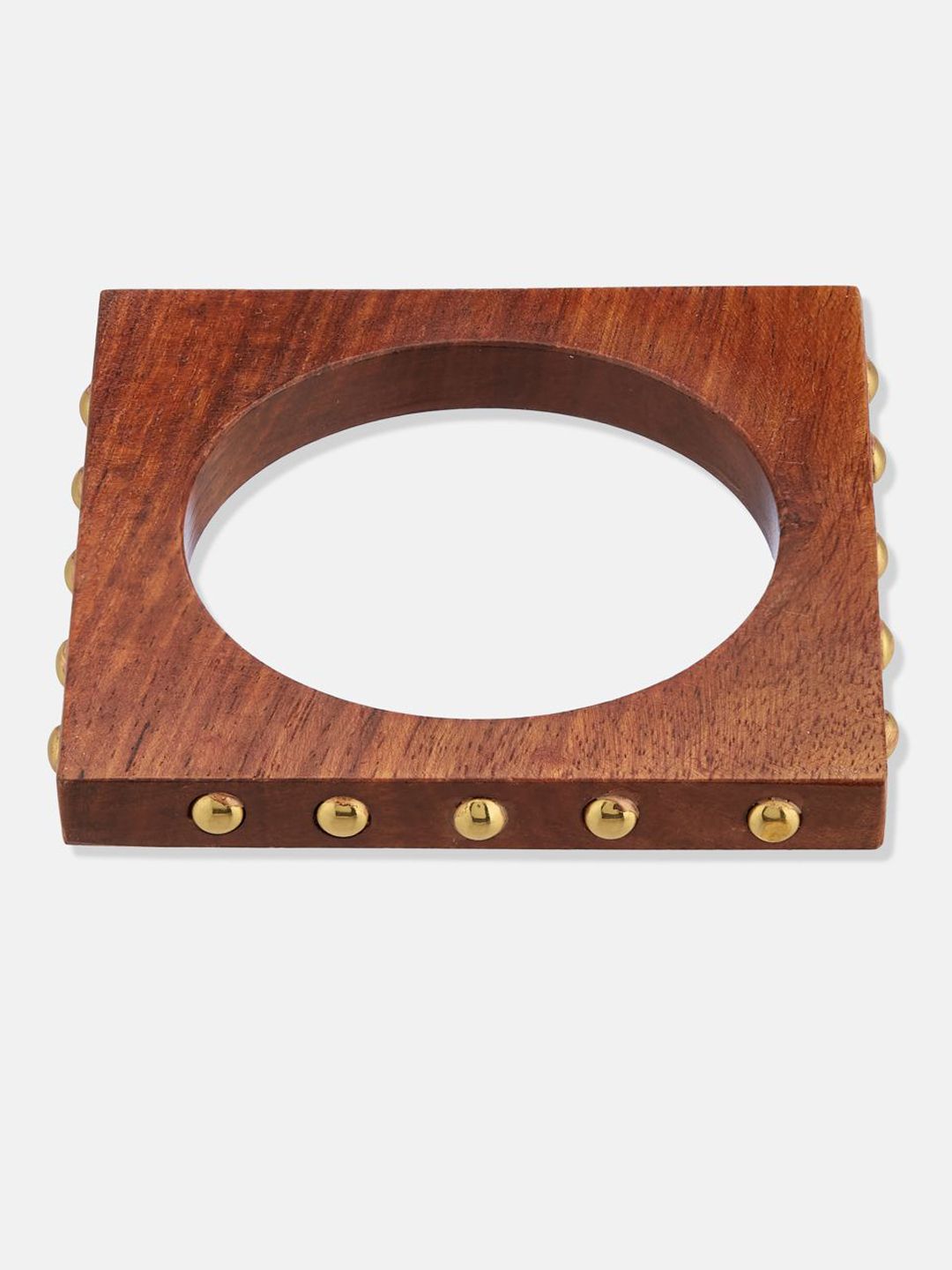 ATIBELLE Set Of 4 Gold-Plated Beaded & Round-Square Twisted Shaped Wooden Bangles