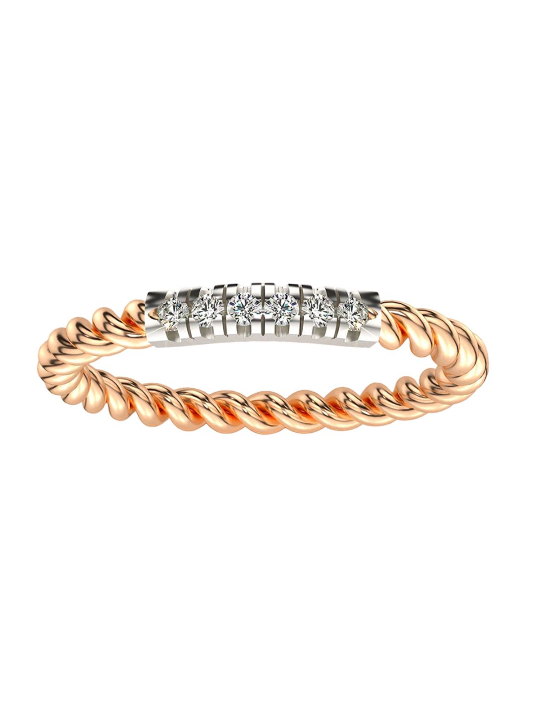 VALANOVA Women 18 Kt 925 Sterling Silver Lab Grown 0.08 CT Diamond Ring 1.41 gm-image-31
