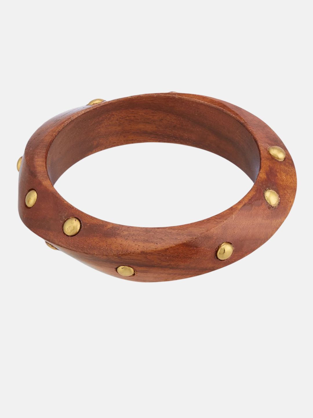 ATIBELLE Set of 4 Gold-Plated Round-Square Twisted Shaped Wooden Bangles