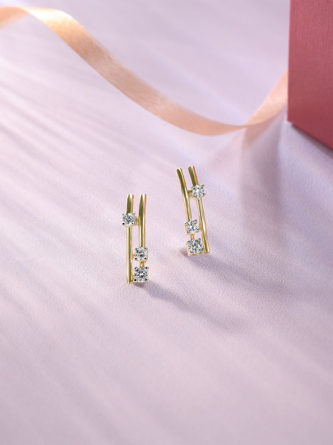 Mia by Tanishq 14 KT Gold Chic Ladder Diamond Earrings - 1.222 g-picture-25