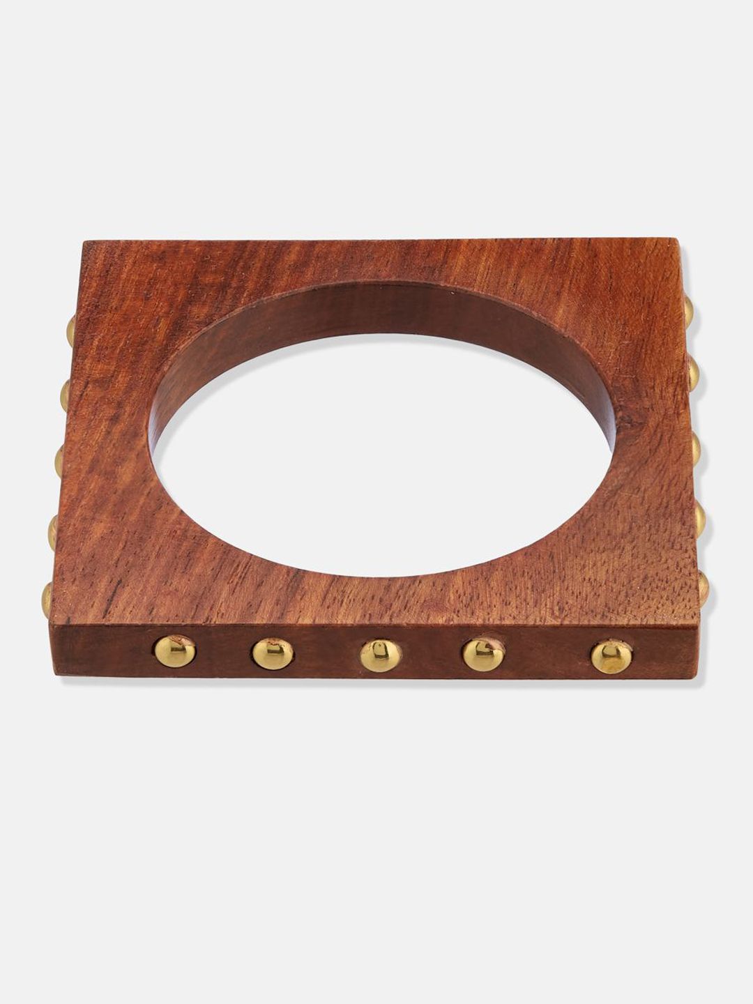 ATIBELLE Set Of 3 Gold-Plated Beaded & Twisted Shaped Wooden Bangles