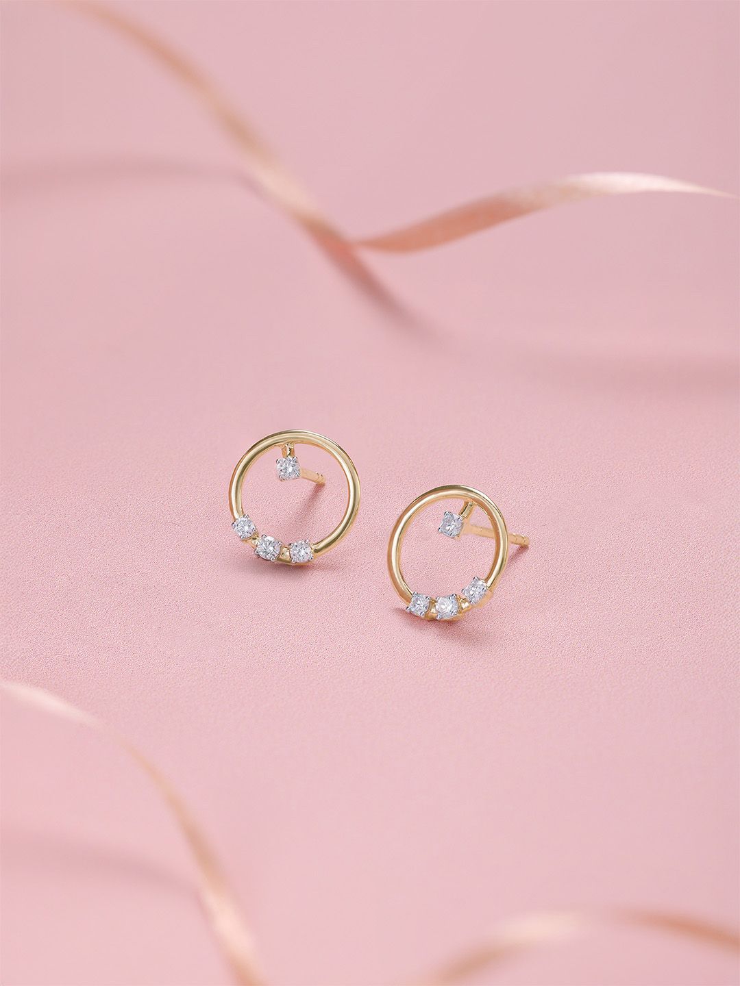 Mia by Tanishq 14 KT Gold Twinkling Loop Diamond Earrings - 1.388g-picture-30