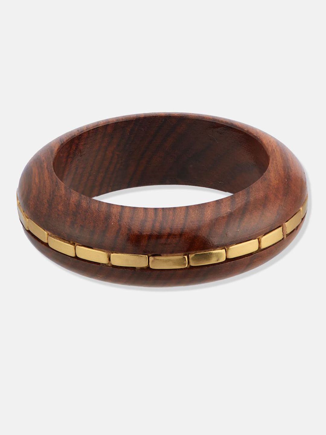 ATIBELLE Set Of 3 Gold-Plated Beaded & Round-Square Twisted Shaped Wooden Bangles