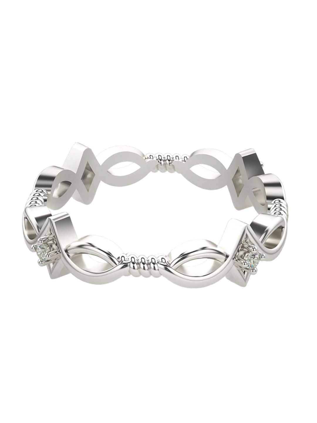 VALANOVA Women 18 Kt Sterling Silver Plated Lab Grown 0.05cts Diamond Ring 1.65gm-picture-45