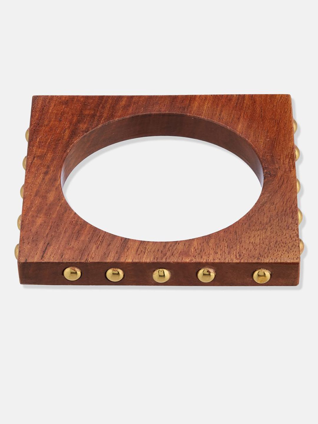 ATIBELLE Set Of 4 Gold-Plated Beaded Twisted Shaped Wooden Bangles