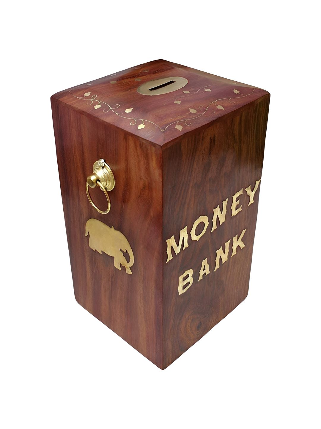 SANKALAN CREATIONS Brown Wooden Piggy Bank Showpiece-picture-25