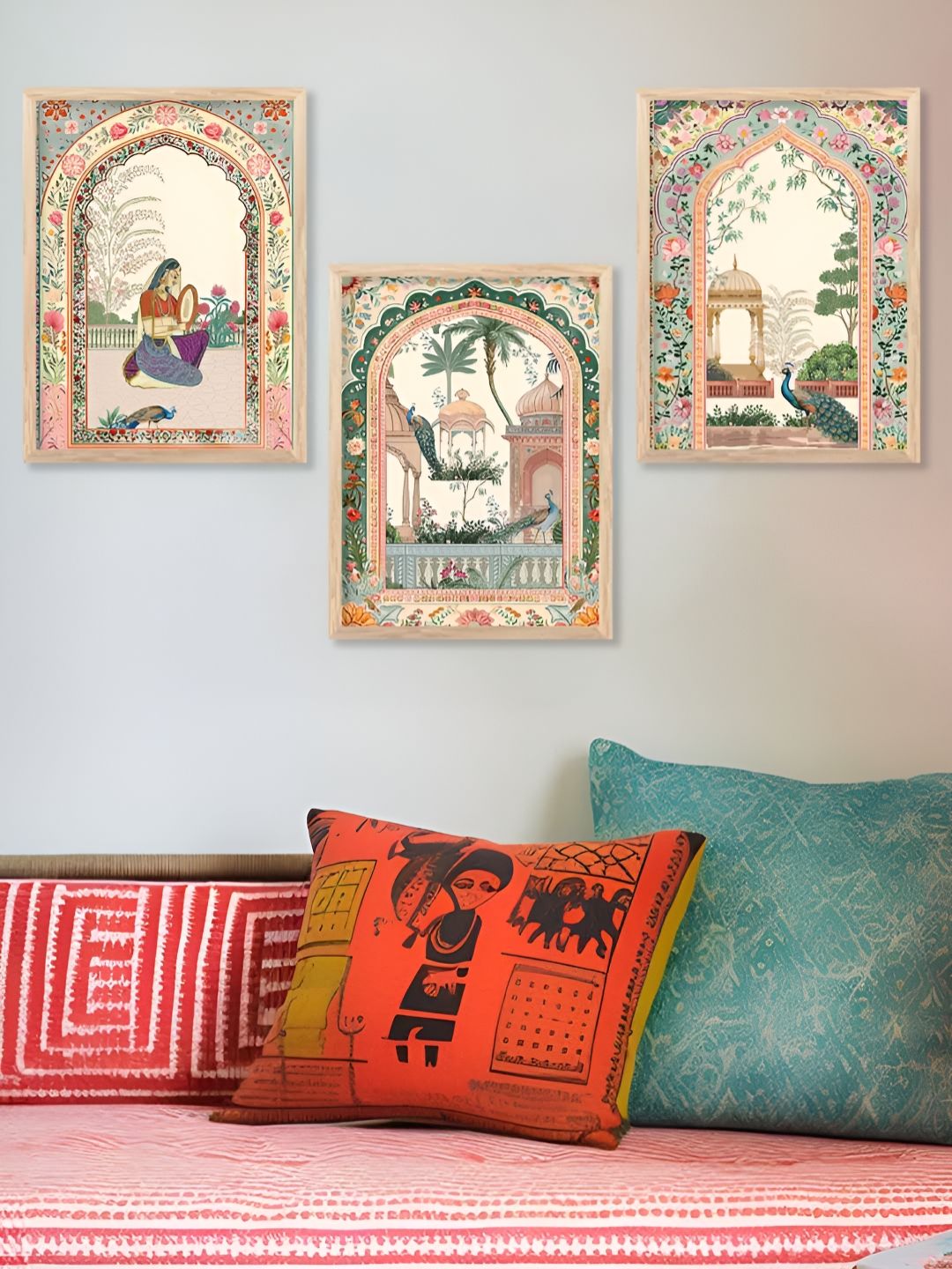 Kotart Pink & Off White 3 Pieces Wooden Traditional Painting Wall Arts-picture-20