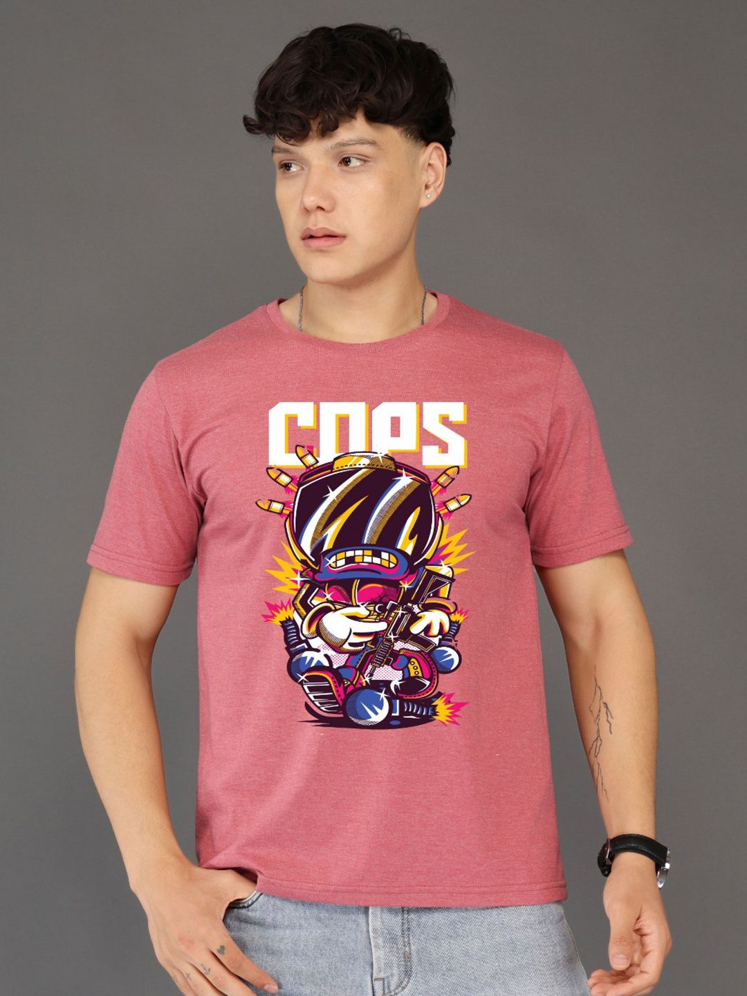 BRAWNY BATTLER Men Graphic Printed Pure Cotton Round-Neck T-shirt-picture-20