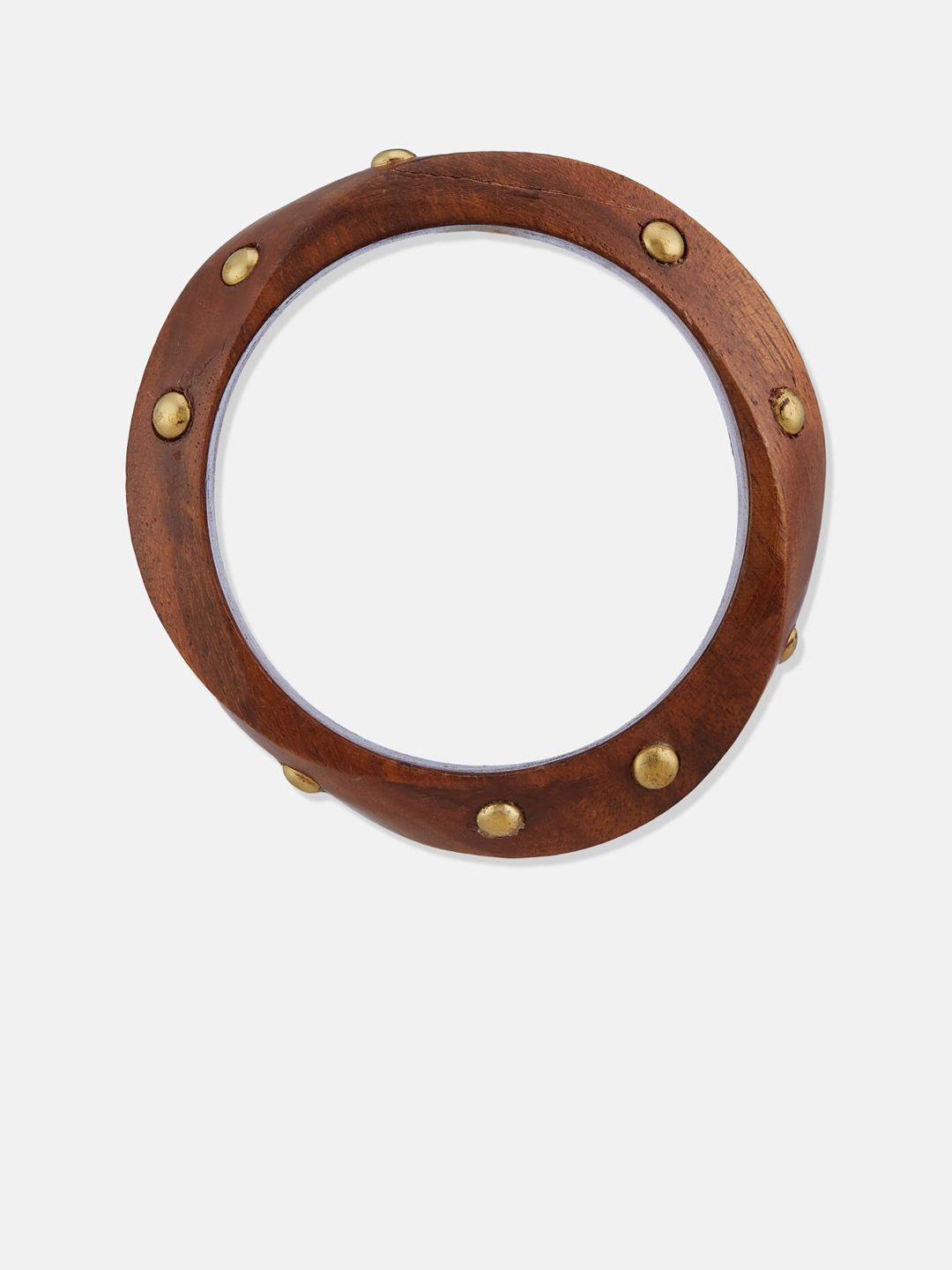 ATIBELLE Set Of 4 Gold-Plated Beaded & Round-Square Twisted Shaped Wooden Bangles