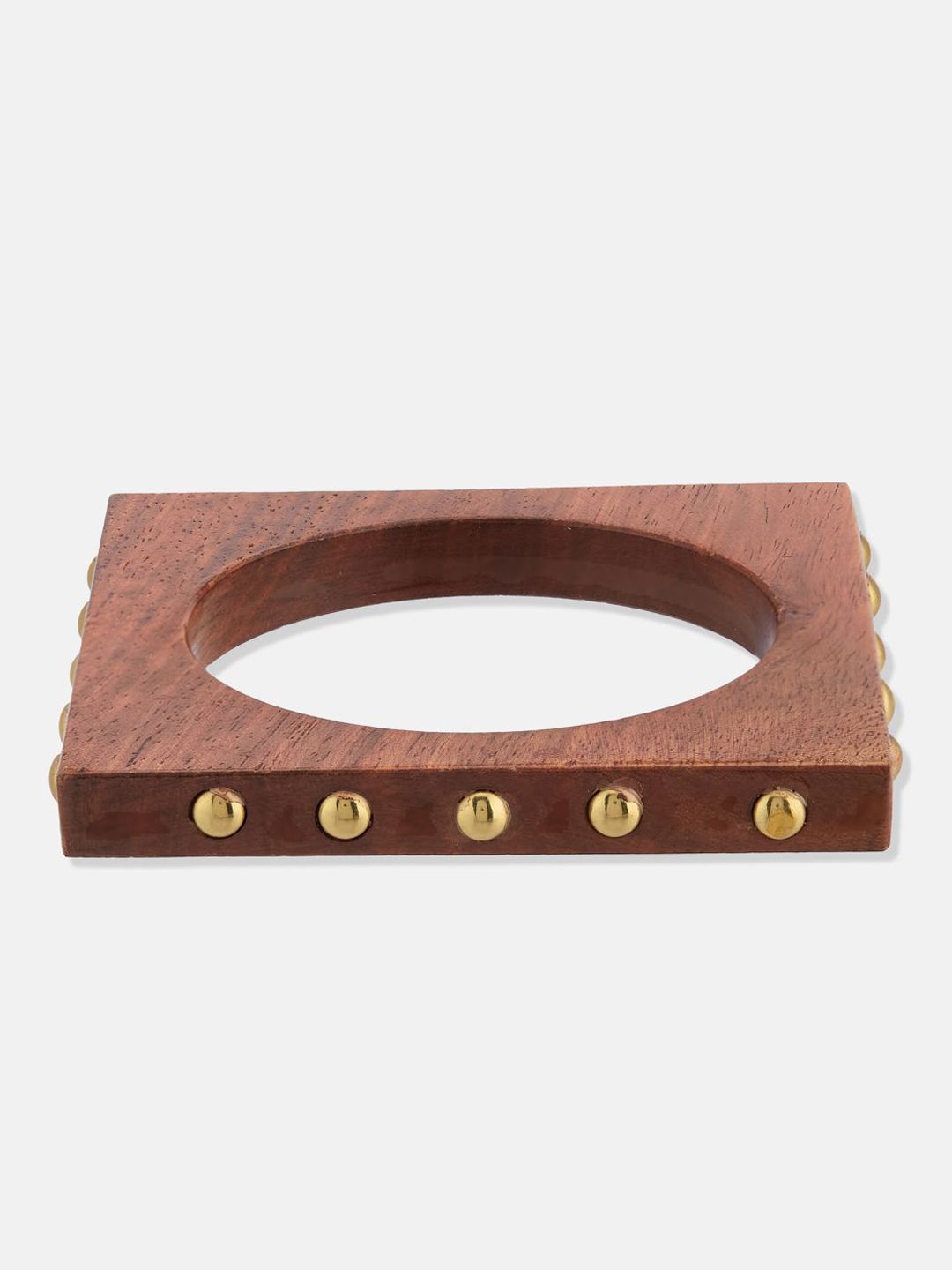 ATIBELLE Set Of 4 Gold-Plated Beaded Twisted Shaped Wooden Bangles