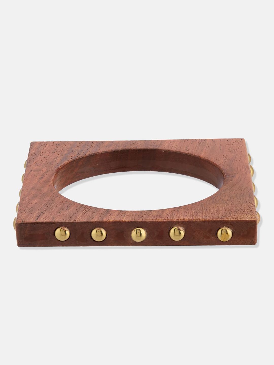 ATIBELLE Set Of 3 Gold-Plated Beaded & Twisted Shaped Wooden Bangles