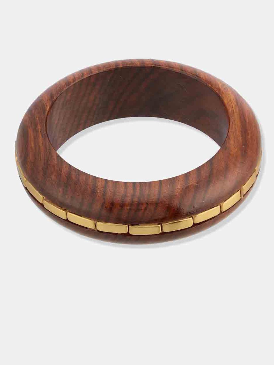 ATIBELLE Set of 2 Gold-Plated Wooden Bangles