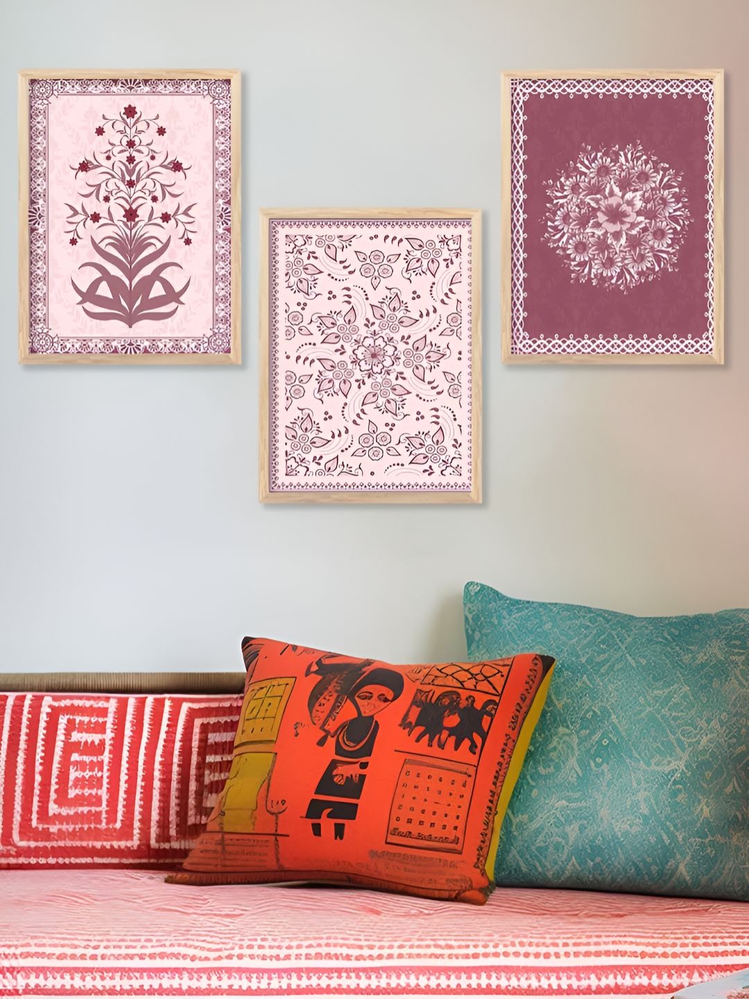 Kotart Brown, White & Pink 3 Pieces Floral And Botanical Wooden Wall Arts-picture-19