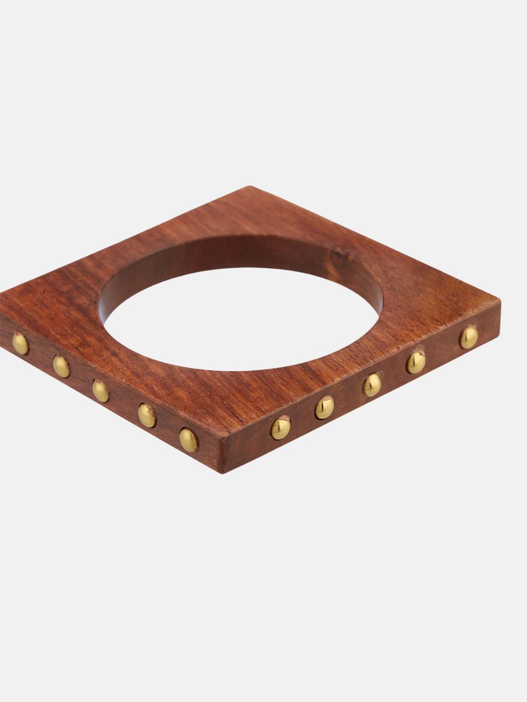 ATIBELLE Set Of 3 Gold-Plated Twisted Shaped Wooden Bangles