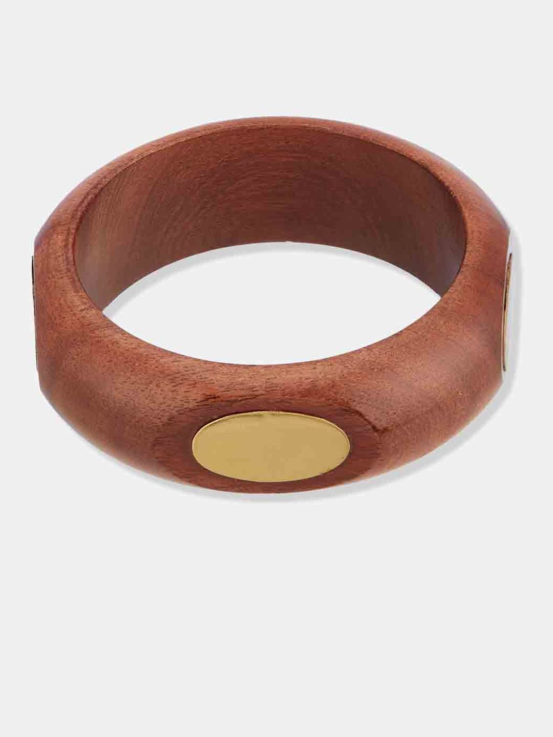ATIBELLE Set of 3 Gold-Plated Wooden Bangles