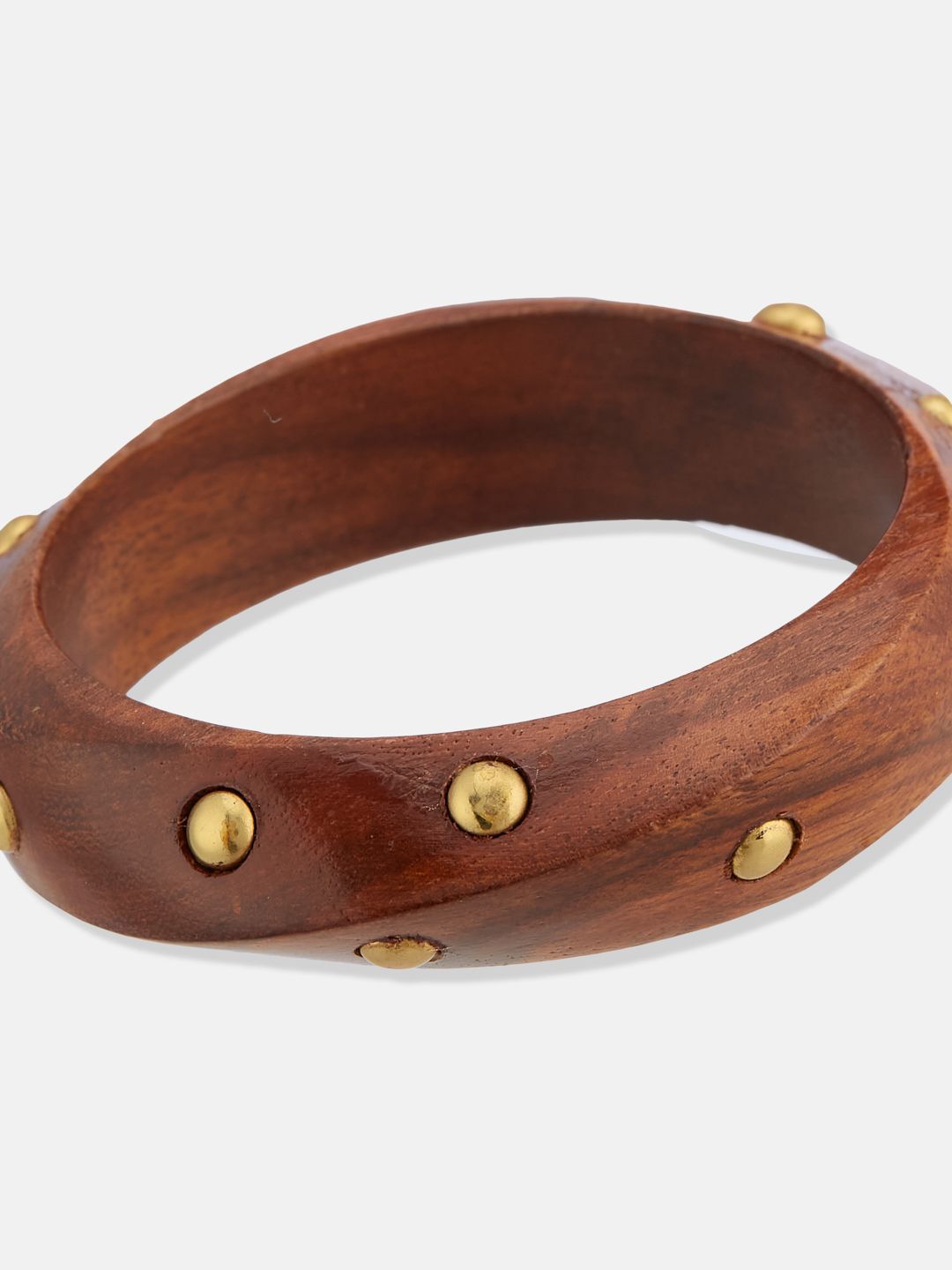 ATIBELLE Set Of 4 Gold-Plated Beaded & Round-Square Twisted Shaped Wooden Bangles
