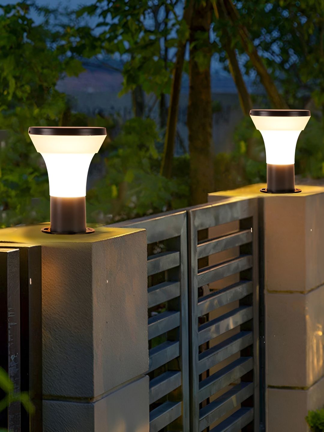 KINIS Grey 2 Pieces Frustum Rust-Resistant Outdoor Lamps-image-15