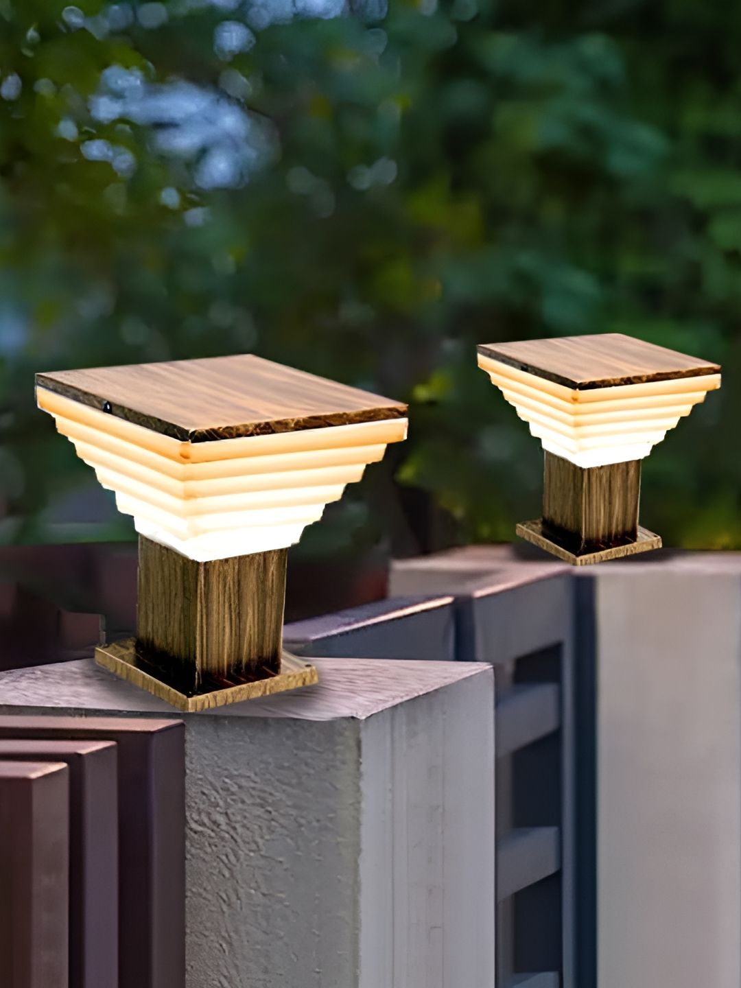 KINIS Set Of 2 Golden AntiqueModern Shape Gate & Garden Light Outdoor Lamp-picture-13