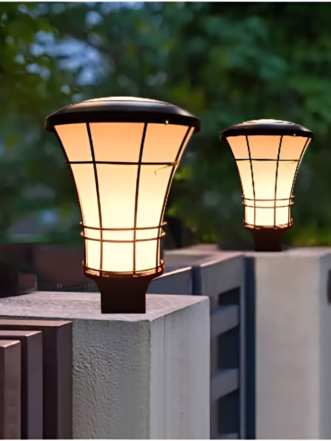 KINIS 2 Pieces Black & White Frustum Shaped Weatherproof Outdoor Pole Lamp-image-30