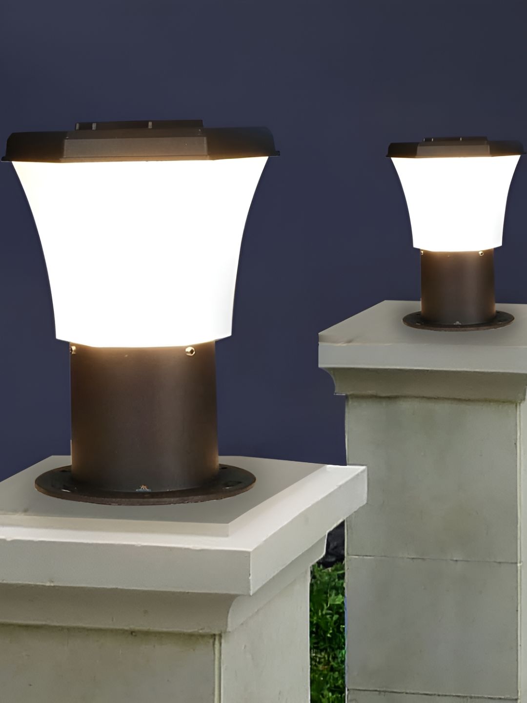 KINIS Black & White 2 Pieces Weatherproof & Rust-Resistant Frustum Outdoor Pole Lamp-picture-11
