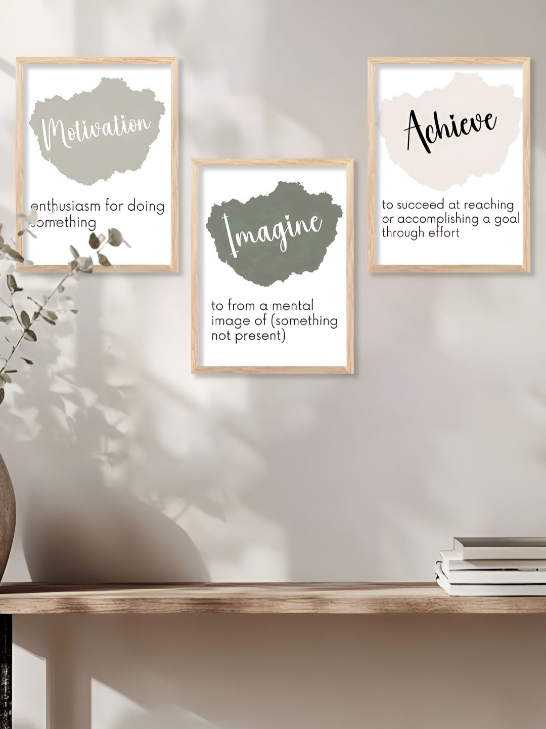 Kotart Brown & Green 3 Pieces Motivational Quote Printed Wooden Wall Arts-picture-33