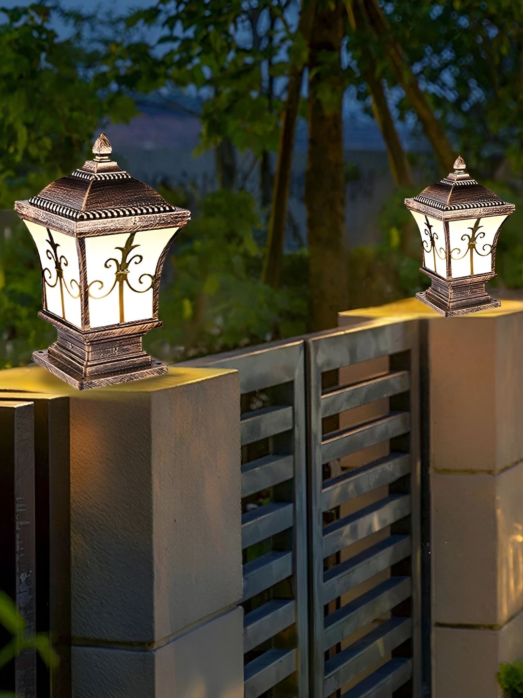 KINIS Gold-Toned & White 2 Pieces Frustrum Shaped Light Outdoor Lamps-picture-9