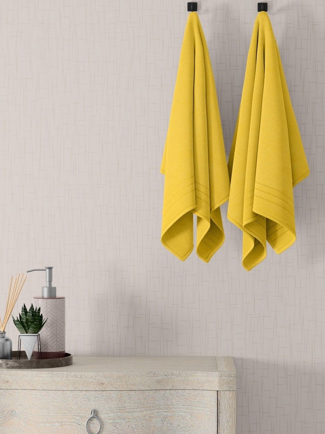 home expressions Yellow 2 Pieces Pure Cotton 380 GSM Towel Set-picture-16