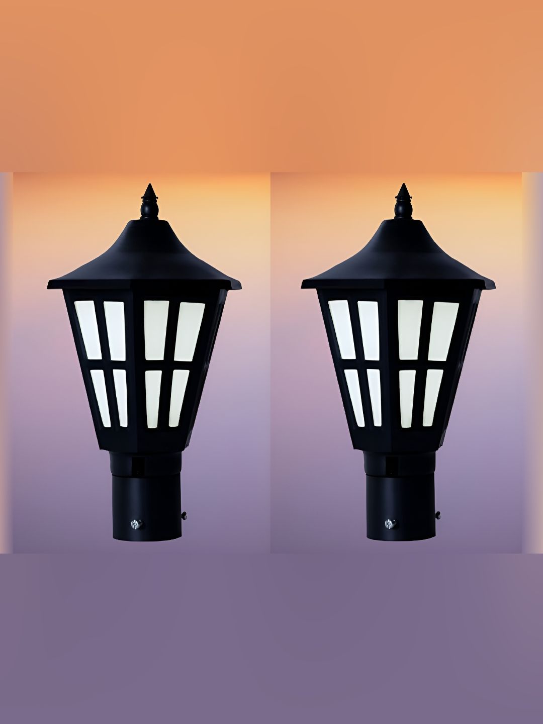 KINIS Black 2 PIeces Frustum Shape Metal Gate & Garden Light Outdoor Lamps-picture-48