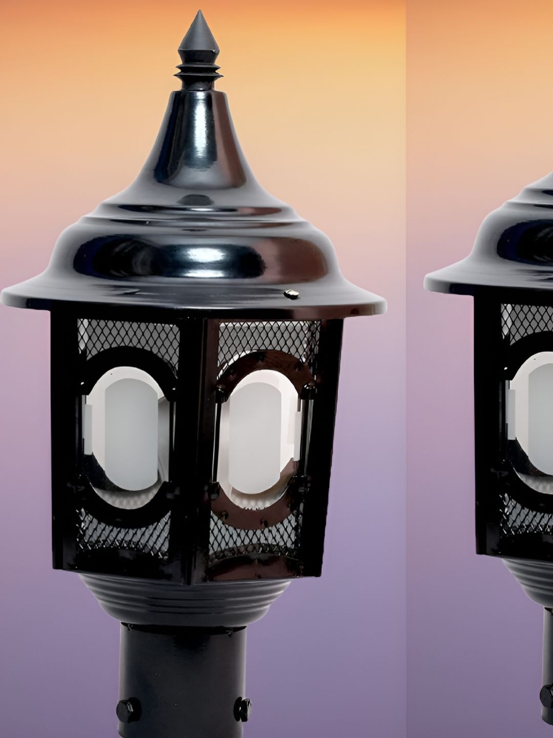 KINIS 2Pcs Black & White Modern Shaped Weatherproof & Rust-Resistant Outdoor Pole Lamp-picture-17