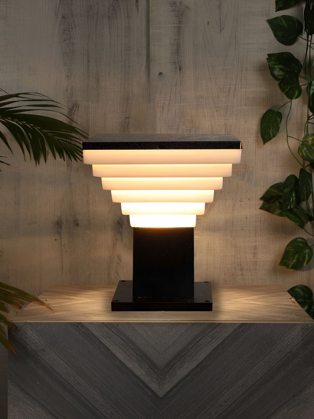 KINIS 2Pcs Black & White Modern Shaped Weatherproof & Rust-Resistant Outdoor Pole Lamp-picture-48