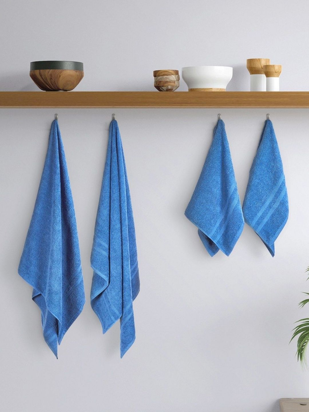 home expressions Blue 4 Pieces Cotton 350 GSM Towel Sets-picture-50