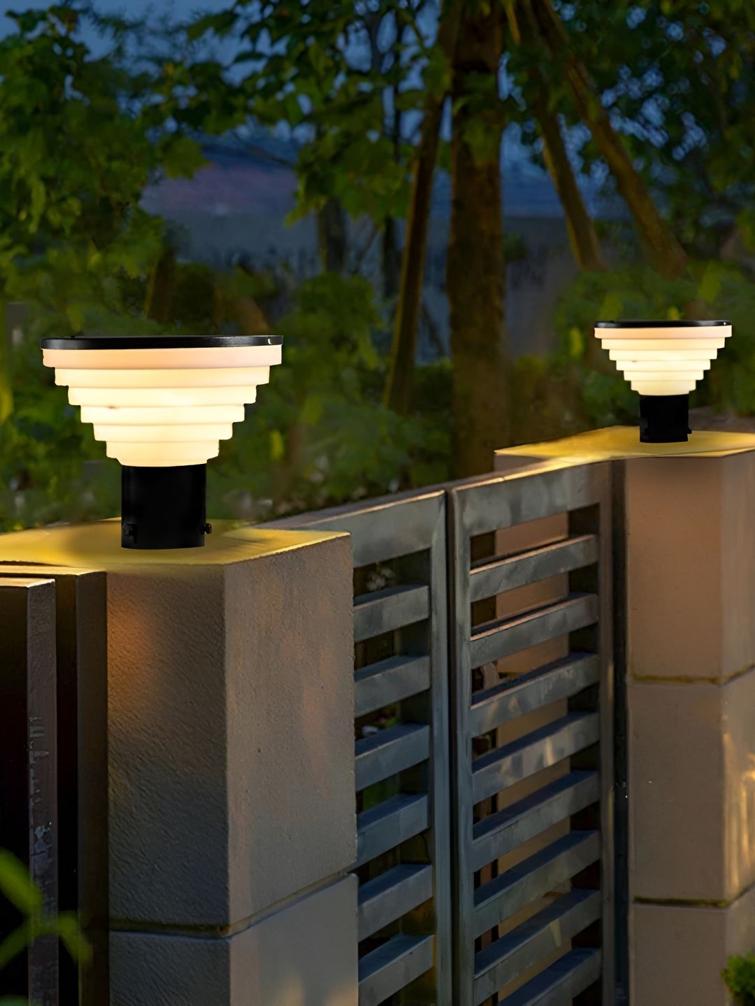 KINIS Black & White 2 Pieces Frustrum Shaped Light Outdoor Lamps-picture-33