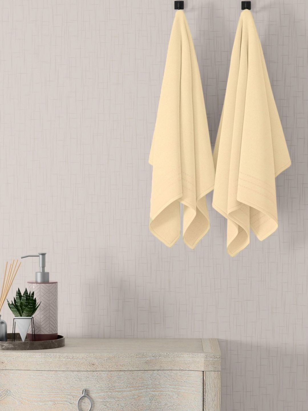 home expressions Cream Coloured 2 Pieces Cotton 380 GSM Towel Sets-picture-13