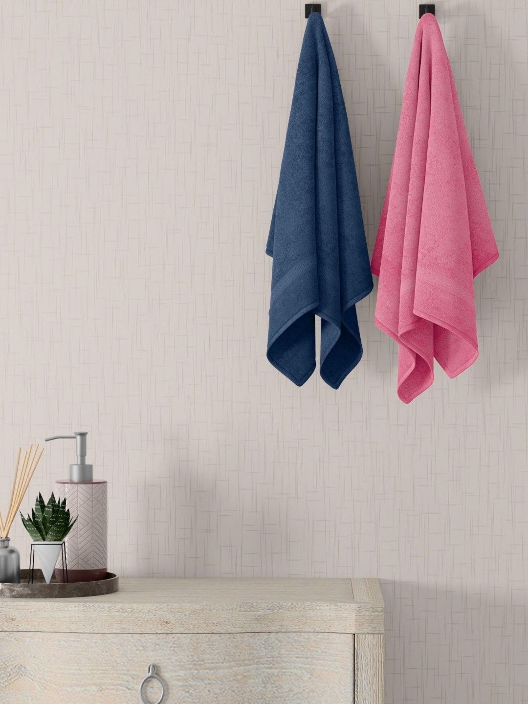 home expressions Blue & Pink 2 Pieces Cotton 450 GSM Towel Sets-picture-11