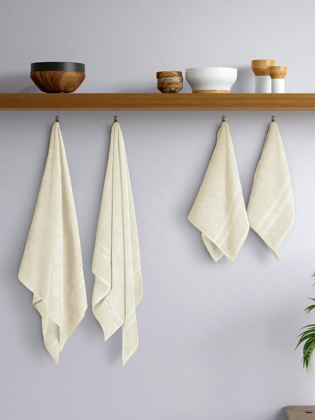 home expressions White 4 Pieces Pure Cotton 350 GSM Towel Set-image-39