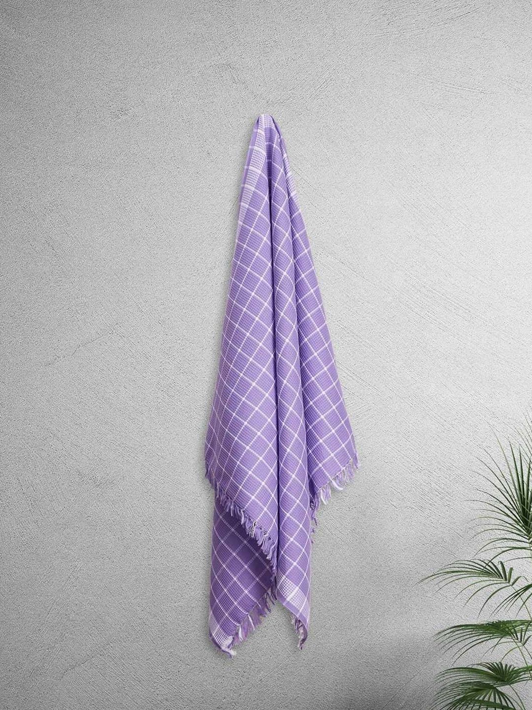 home expressions Purple & White 3 Pieces Printed Cotton 150 GSM Towel Sets-picture-12
